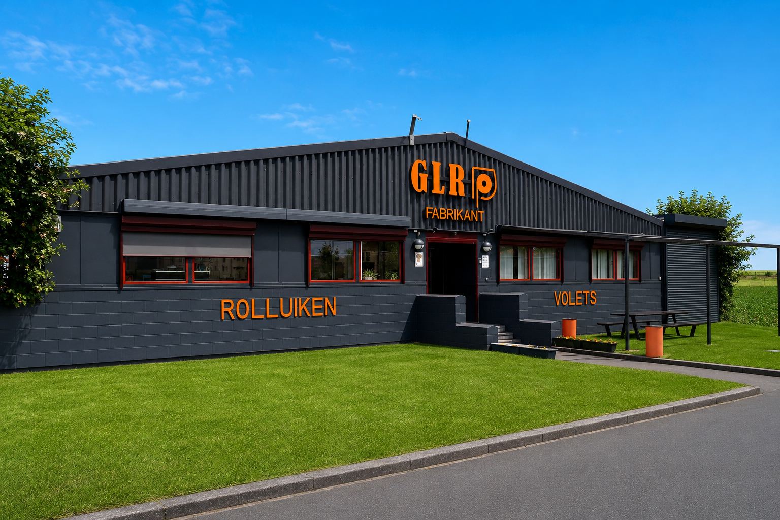 Het GLR-gebouw aan de Walenweg in Nossegem in de zon