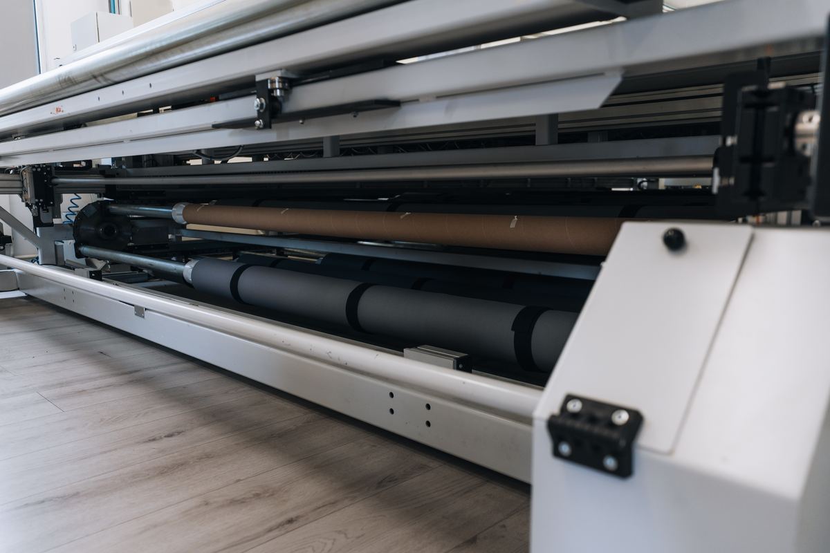 Rol met screendoek in de machine